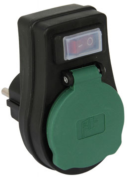 Steckdosen-Schalter, 3680 Watt, IP44 EIN/AUS, mit Kinderschutz für Außen