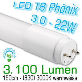 LED T8 Röhre Phönix 3.0 - 22W, 150cm, 3.150lm, 3.000K warmweiss