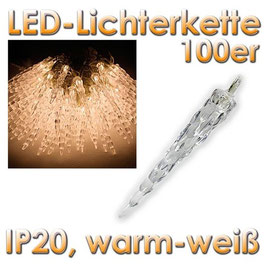 LED-Lichterkette mit 100 Eiszapfen warmweiß, 230V