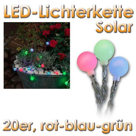 LED Lichterkette "20 Bälle" bunt Winter-Solarpanel