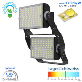 LED Sniper T900 - Fluter 600W | Abstrahlwinkel 30°, 60°, 90° & asymmetrisch | 102.000 lm | 6000K tageslichtweiss | IP66 | 1-10V dimmbar | od. DALI dimmbar