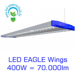 LED Eagle Wings Hallenleuchte 400W | 60°, 90°, 120° Abstrahlwinkel | 70.000 lm | 3000K - 6000 K | IP54 | 1-10V dimmbar | 3 Sensoren zur Auswahl