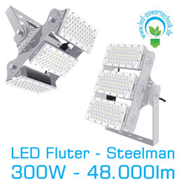 LED Steelman - Fluter 300W | 10°, 30°, 60°, 90°, 120° Abstrahlwinkel | 48.000 lm | 4000K neutralweiss | IP66 | 1-10V dimmbar |