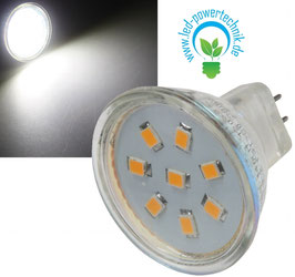 LED Strahler MR11, 8x 2835 SMD LEDs 12V, 2W, 150 Lumen, 6000k / kaltweiß