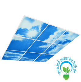 LED Deckenhimmel 1.86m x 1.86m - Set 9 Stück LED Panel 62x62cm, 48W, 6000-6500k, 0-10V dimmbar, inkl. Druck und Netzteil, Rahmenfarbe weiß