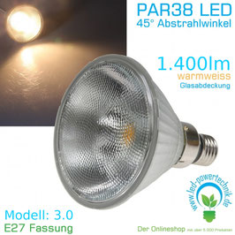 LED Strahler PAR38 mit COB-LED 1.400lm, 45°, 230V, 18W, 3000K warmweiß