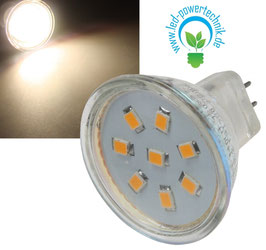 LED Strahler MR11, 8x 2835 SMD LEDs 12V, 2W, 140 Lumen, 3000k / warmweiß