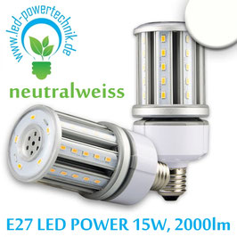 E27 LED POWER-Corn Leuchtmittel 2.000lm, 15 Watt, 360°, IP64. neutralweiss