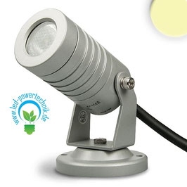 LED Aufbaustrahler Mini, silber, IP65, 1x3W, 30°, 230V, warmweiss