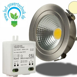 LED Einbaustrahler COB mit Reflektor, 5W, nickel geb., warmweiss