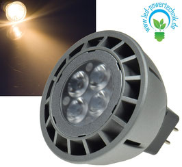 LED Strahler MR16, 6W, 300 Lumen 36°, 12V AC, 4 SMD LEDs, warmweiß
