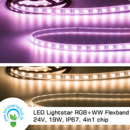 LED Lightstar RGB+WW Flexband 24V, 19W, IP67, 4in1 chip, 5 Meter