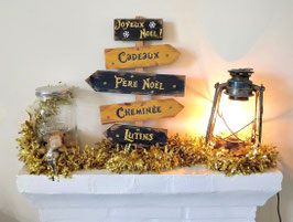 -35% panneau fléché Noël marine/doré