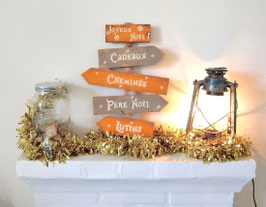 -35% panneau fléché Noël orange/taupe
