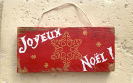 Décoration de Noël, pancarte rouge vieillie "Joyeux noël"