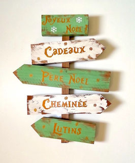 -35% panneau fléché Noël blanc/vert