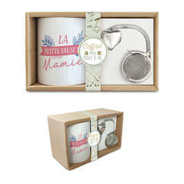 COFFRET MUG BOULE A THE "LA PETITE PAUSE DE MAMIE"