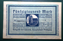 Notgeldschein, Prenzlau 1923, 50000 Mark