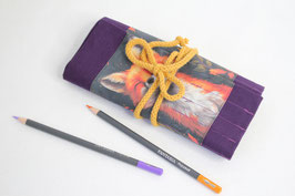 Rollmäppchen für dünne Buntstifte "Happy Fox aubergine"