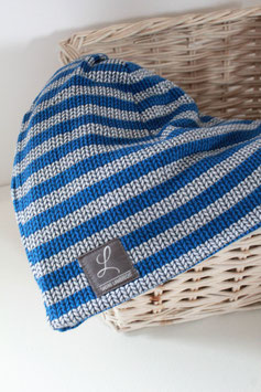 Beanie "Ringel " blau/grau