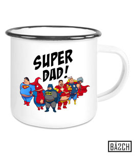 Emaille Tasse Super Dad Hero