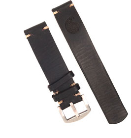 Einfaches Leder-Uhrenarmband schwarz (22 mm)