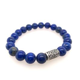 Armband Naturstein Lapislazuli Kugel 10 mm | 925Ag Art. 7557