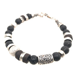 Armband Silber | Lavastein | Leder Art. 7631