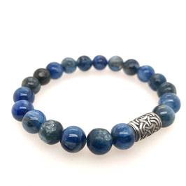 Armband Naturstein Disthen Kugel 10 mm | 925Ag Art. 7558