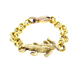Handgeschmiedetes Armband Messing | Bronzekarabiner Krokodil Art. 0328