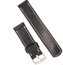Leder-Uhrenarmband schwarz (24 mm)