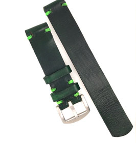 Einfaches Leder-Uhrenarmband grün (22 mm)