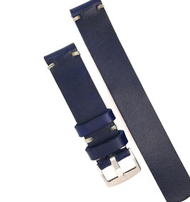 Einfaches Leder-Uhrenarmband blau (22 mm)