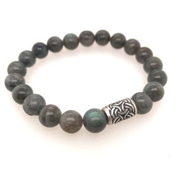 Armband Naturstein Labradorit Kugel 10 mm | 925Ag Art. 7559