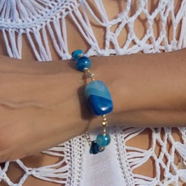 Pulsera en ágata azul