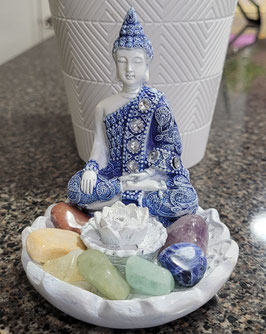 INCENSARIO CHAKRAS LIMPIA ENERGIAS Y MEDITACION FLOR DE LOTO INCLUYE 7 CUARZOS