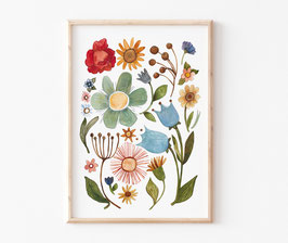 Kinderbild "Sommer Blumensammlung" in A4 und A3