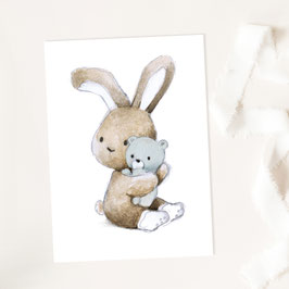 Karten "Hase mit Teddy"