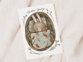 Karte "Babyhase im Bettchen"