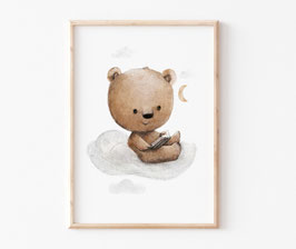 Kinderbild "Bär auf Wolken"  in A4 A3