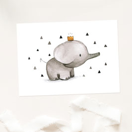 Einladung / Geburtstagskarte "Elefant mit Krone"