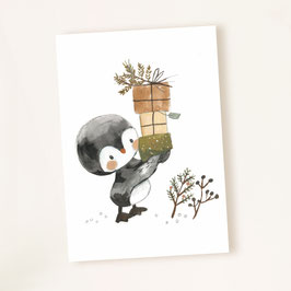 Weihnachtskarten "Pinguin mit Geschenken"