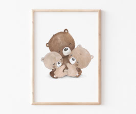 Kinderbild "Drei Bärchen" in A4 und A3