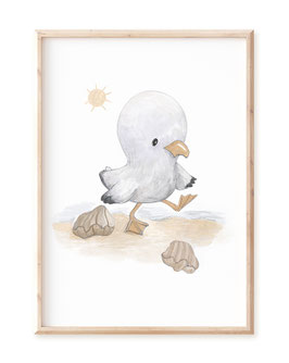 Kinderbild "Möwe am Strand" in A4  A3