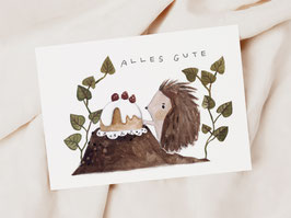 Karte "Igel mit Kuchen"