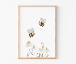 Kinderbild "Bienen und Blumen" in A4 und A3