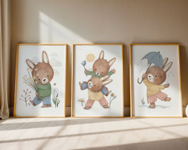 Posterset "Hasenkinder" in A4 A3