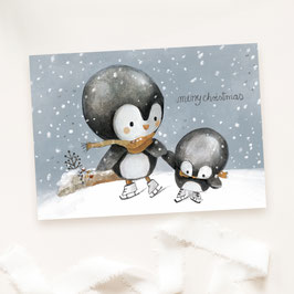 Weihnachtskarten "Pinguin Schlittschuhe"