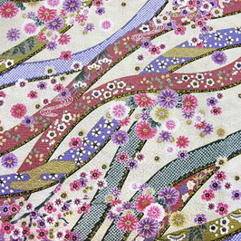Tissu japonais gaufré : Les fleurs sur la belle rivière GAU 7