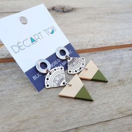 Boucles d'oreilles asymétriques triangles 3/4" breloques éventails